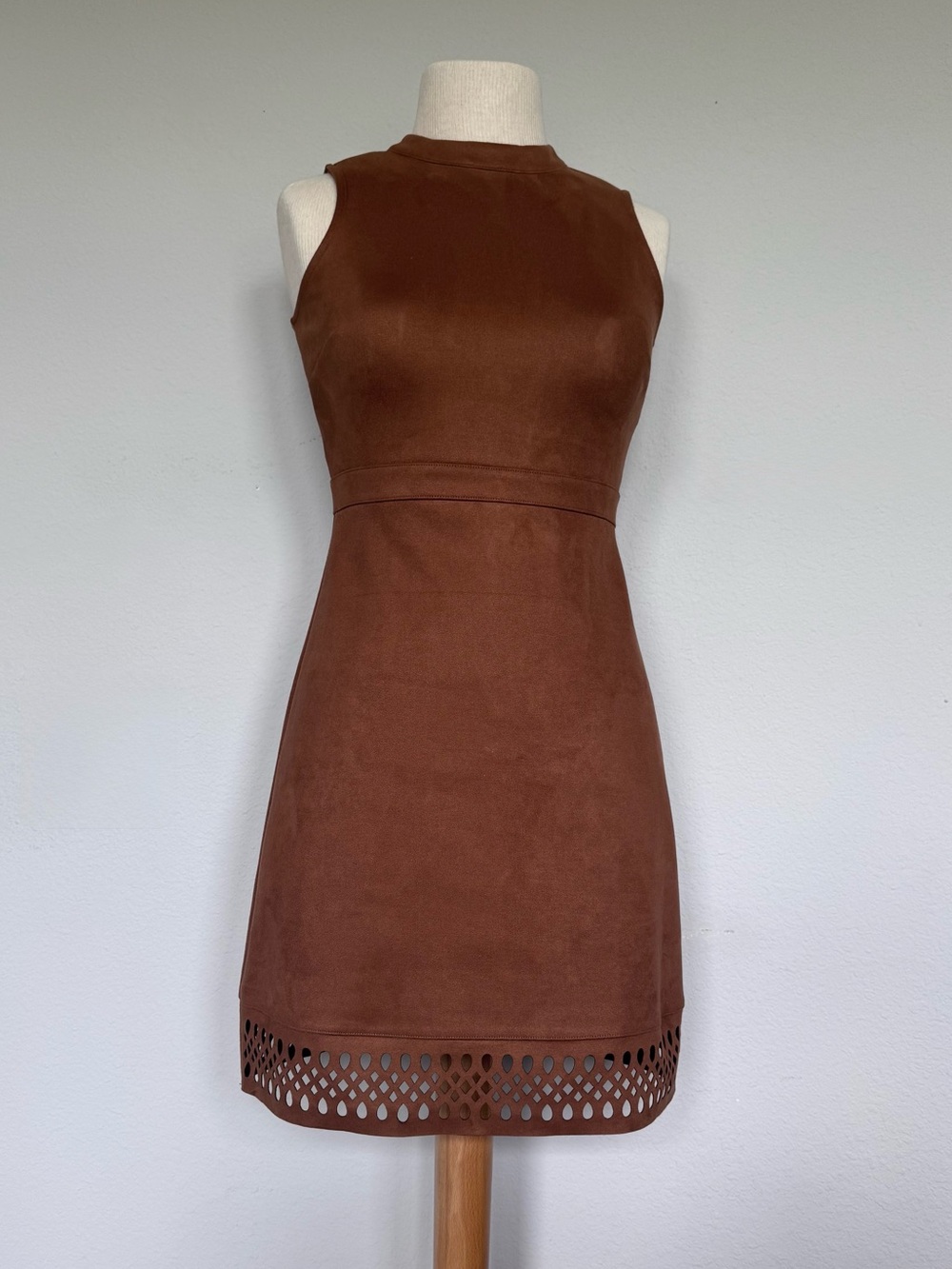 Ann Taylor Factory Faux Suede Laser Cut Hem Dress - Brown